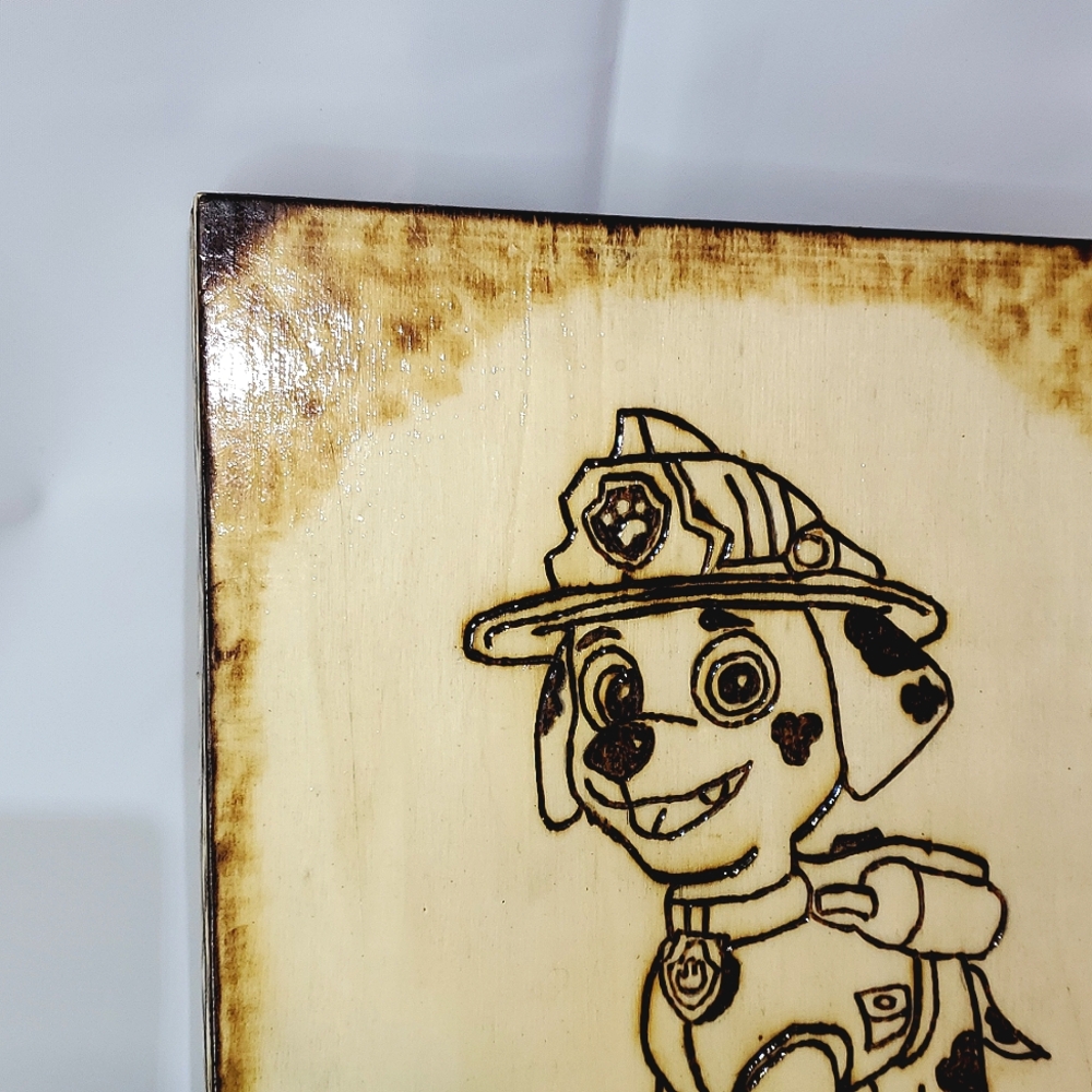 Wooden Plaque, Paw Patrol's Marshall, Wood Burned Design (One Of A Kind) - Picture 3 of 11